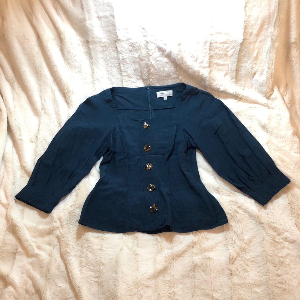 VERONIKA MAINE button down blouse deep cyan